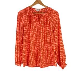 Boden Coral Red Speckled Print Button Front Blouse Top 14
